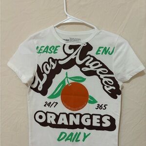 H&M White and Green Short Sleeve Tee with Vintage Graphic